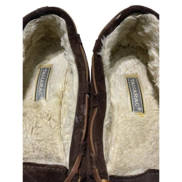Tamarac Women's Brown Suede Moccasin Slippers with Fur Lining 8 - Picture 4 of 8
